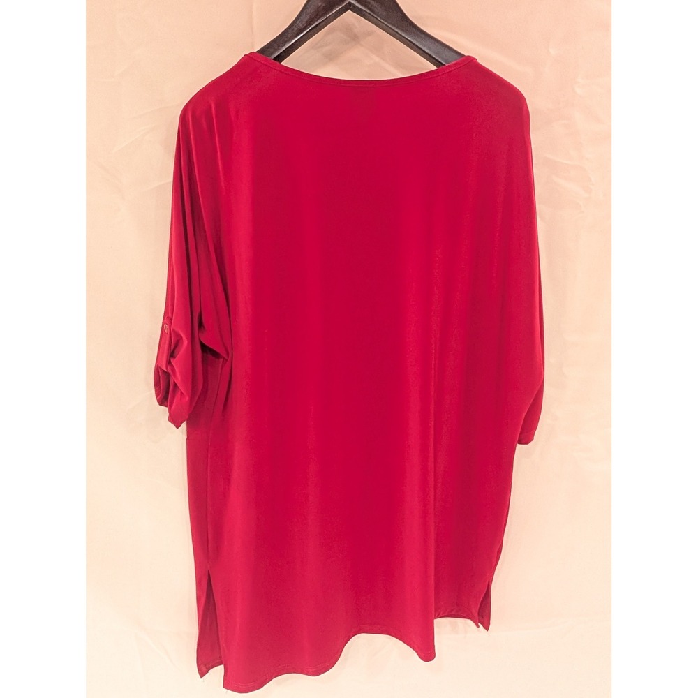 Clara Sun Woo Women's Red Dolman Sleeve Top Made in USA Size L - Picture 5 of 7